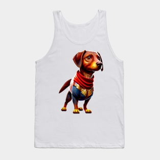 Canine Warrior: Dachshund in Heroic Battle Gear Tank Top